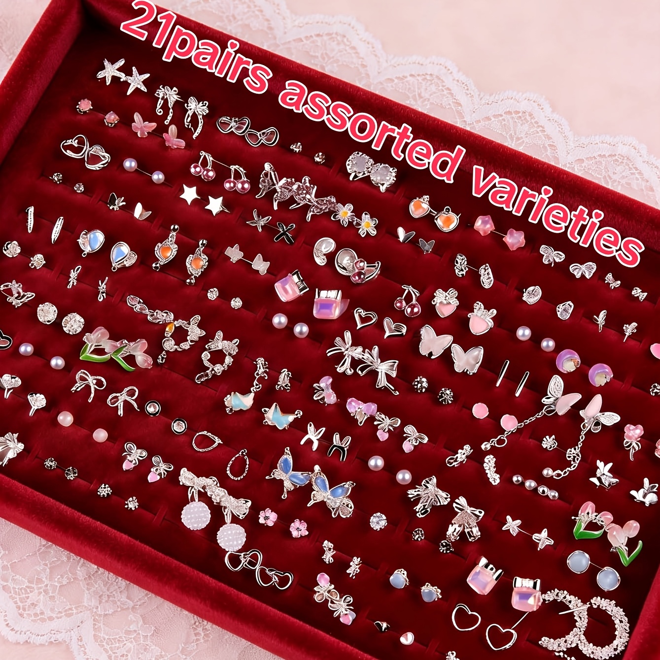 TEMU 21 de mini aretes de moda tipo , dulces y frescos, para , aretes de bonitos, y versátiles, aretes de semanales en juego de aretes con borlas