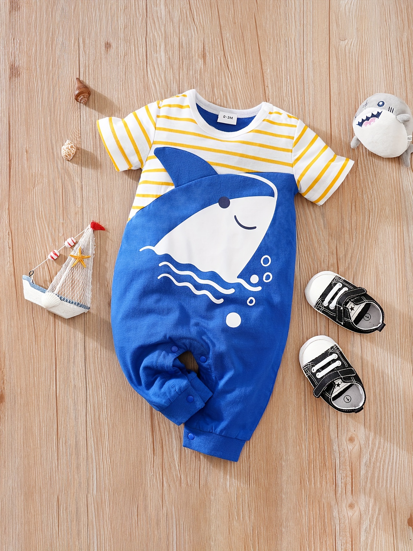 Newborn swimsuit Baby Shark print