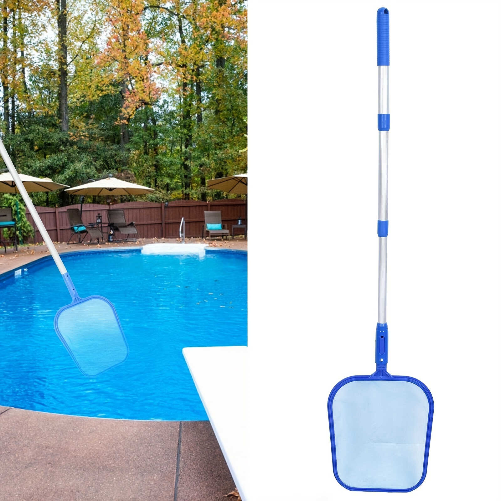 

Pool Skimmer Net With Pole - Fine Mesh Net - Leaf Skimmer For Cleaning Surface Of Swimming Pools, Hot Tubs, Spas And Fountains