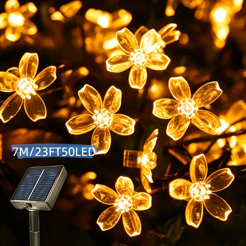 TEMU Solar Cherry String Lights, 8 Functions, Ip54, Courtyard Balcony Outdoor Camping Decorative String Lights, Festival Led Atmosphere Lights, 1