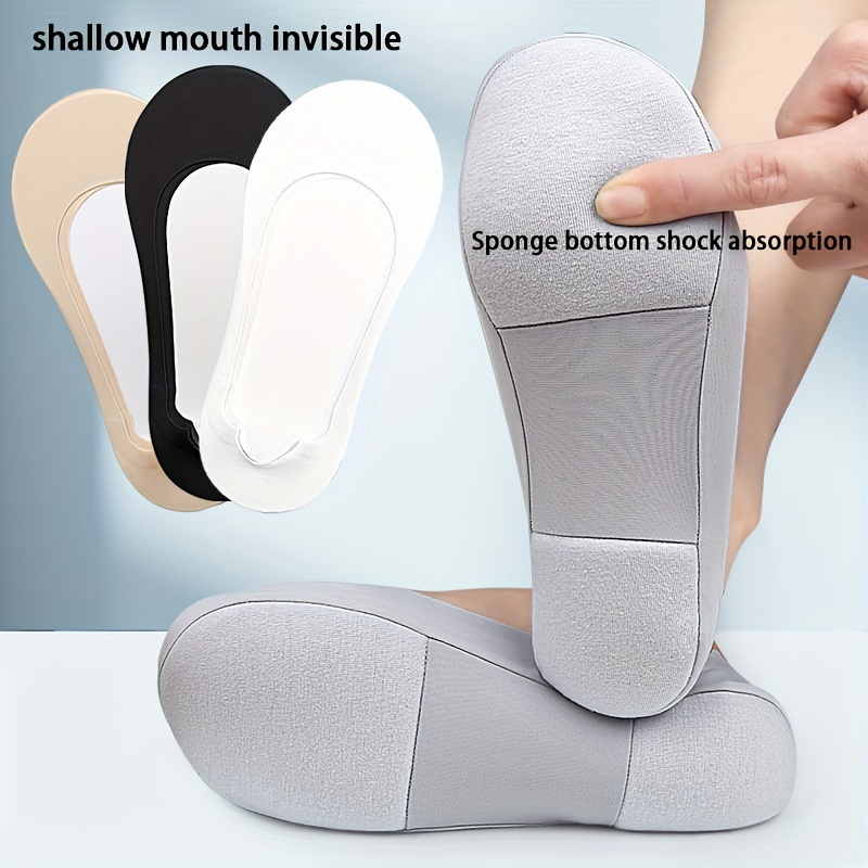 

3-pair/4-pair Women's 3d Arch Support Invisible No-show Liner Socks, Soft Sponge Cushioning Shock Absorption, , Non-slip Low Cut Boat Socks