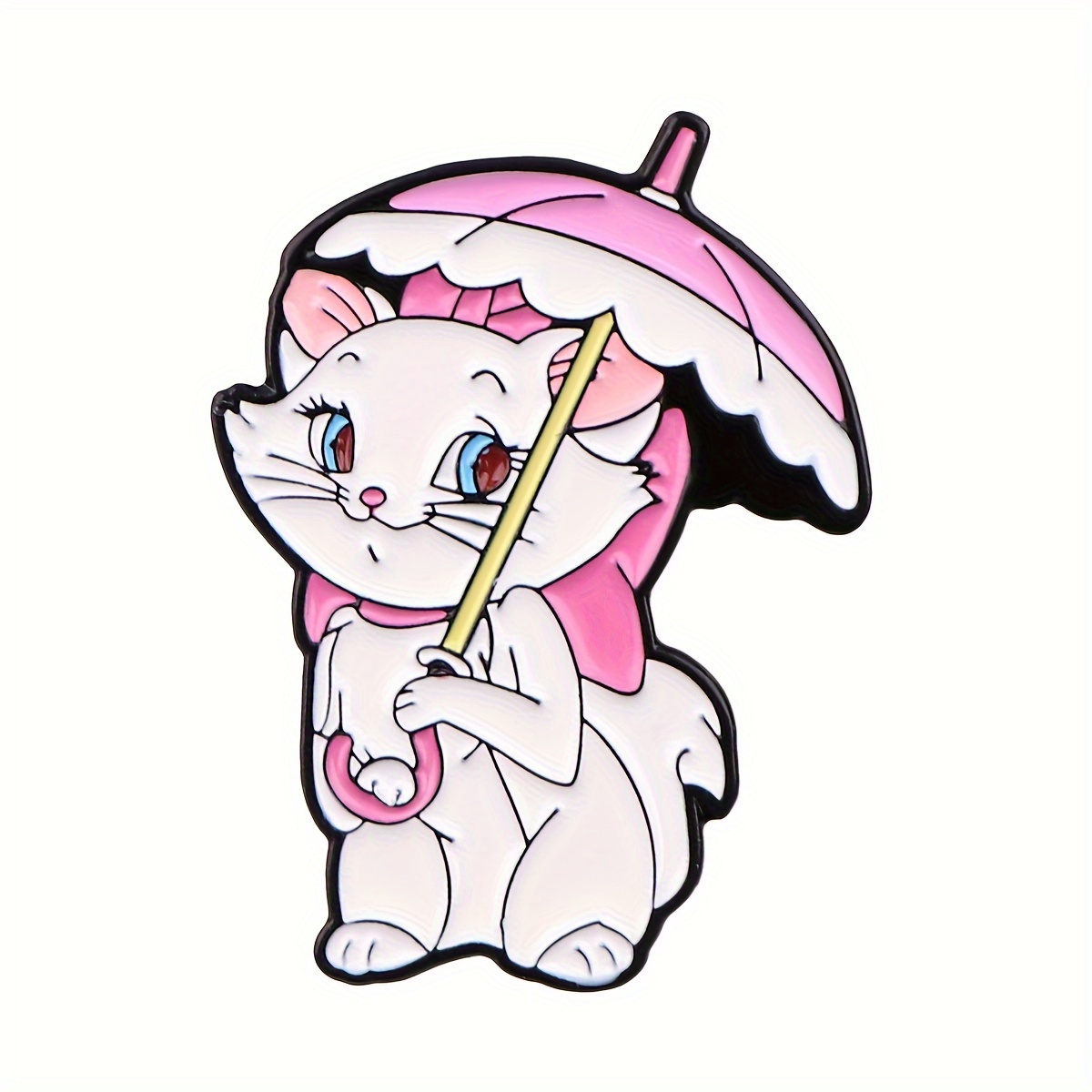 

Cute Cat With Umbrella Enamel Pin For Men, Cartoon Animal Lapel Badge For Backpack, Clothes