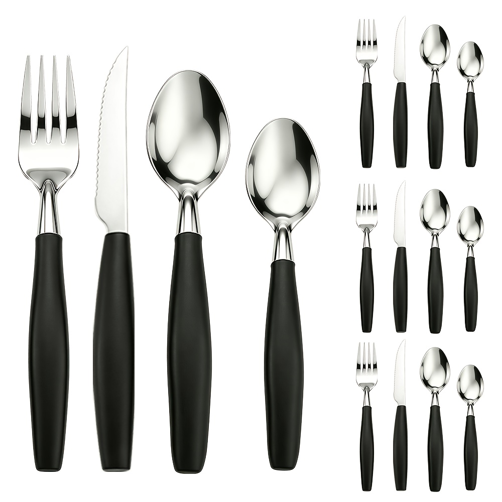 TEMU 16pcs Flatware Cutlery Set For 4, 18/10 Stainless Steel Silverware Mirror Polished Dishwasher Safe For Home, Restaurant, Wedding, Party(silvery,