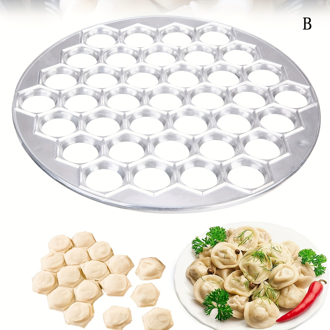 

Stainless Steel Dumpling Maker Mold With 37 Holes, Honeycomb Design Dumpling Press For Kitchen Cooking Tools, Safe For Food Contact