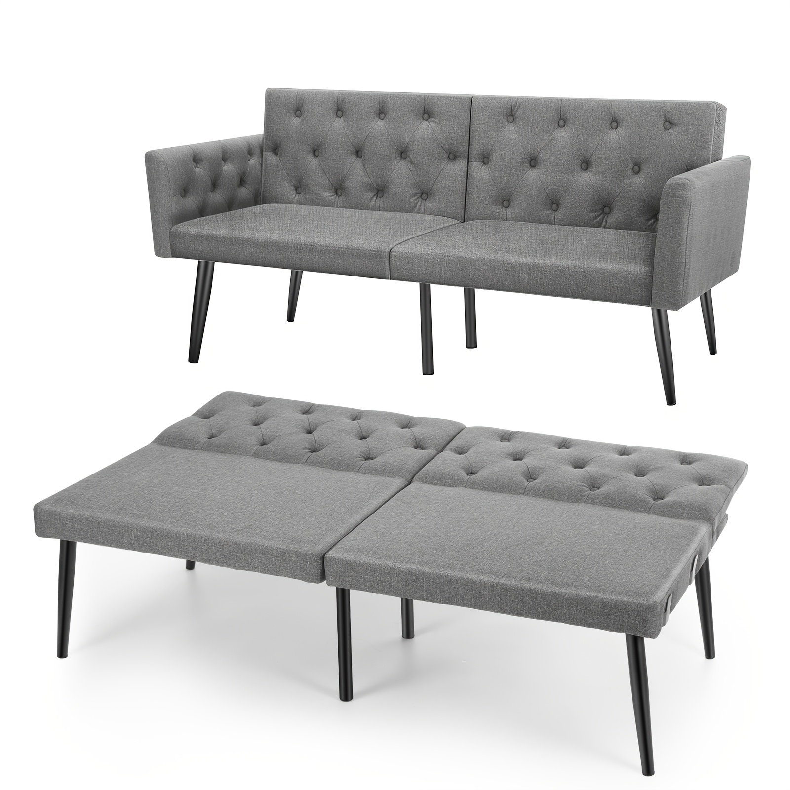 linen sofa bed 165 73 82cm sofa 2 seater convertible bed settee futon recliner lounge sofa   room bedroom   grey