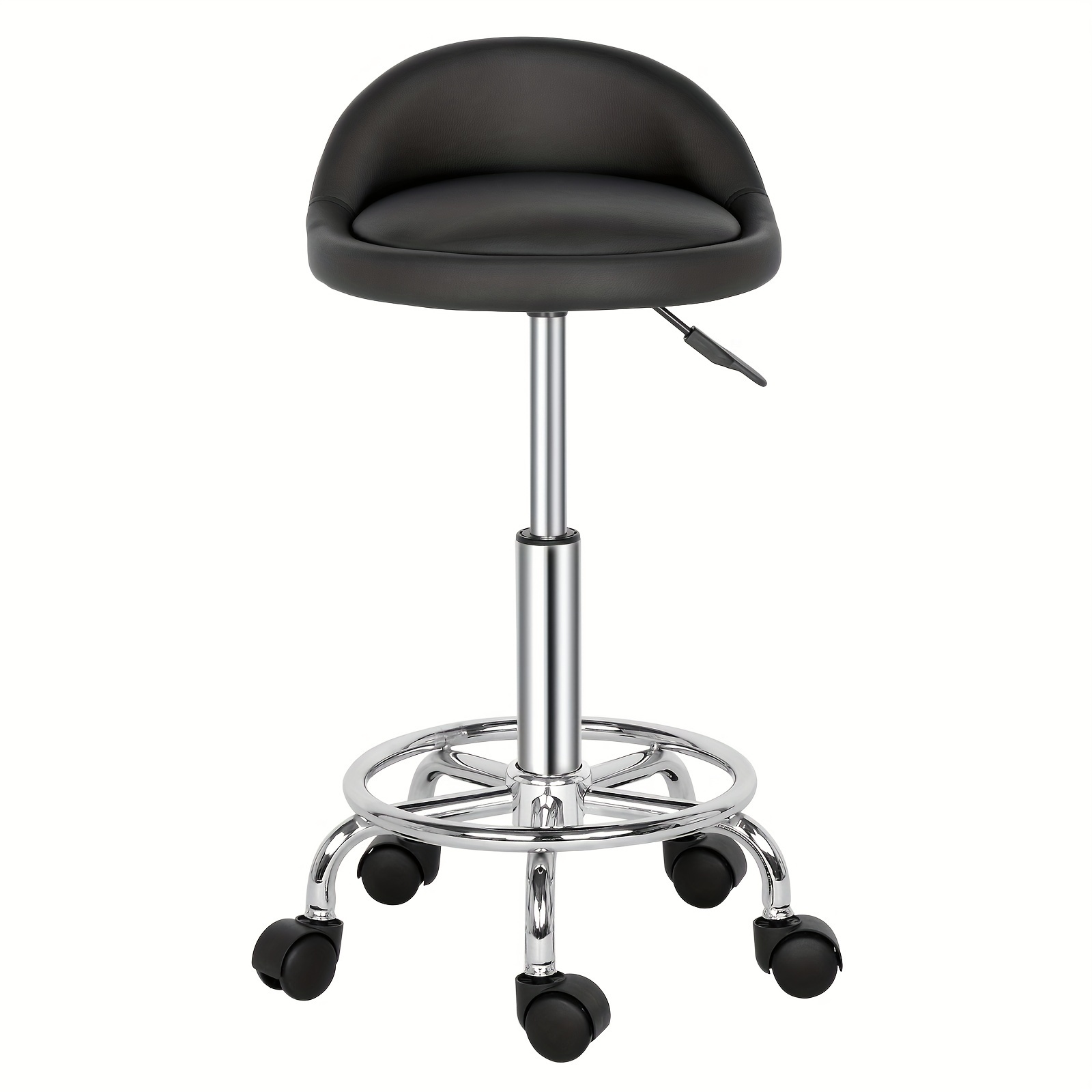 Rolling Stool Swivel Stool With Low Backrest And Footrest Height Adjustable
