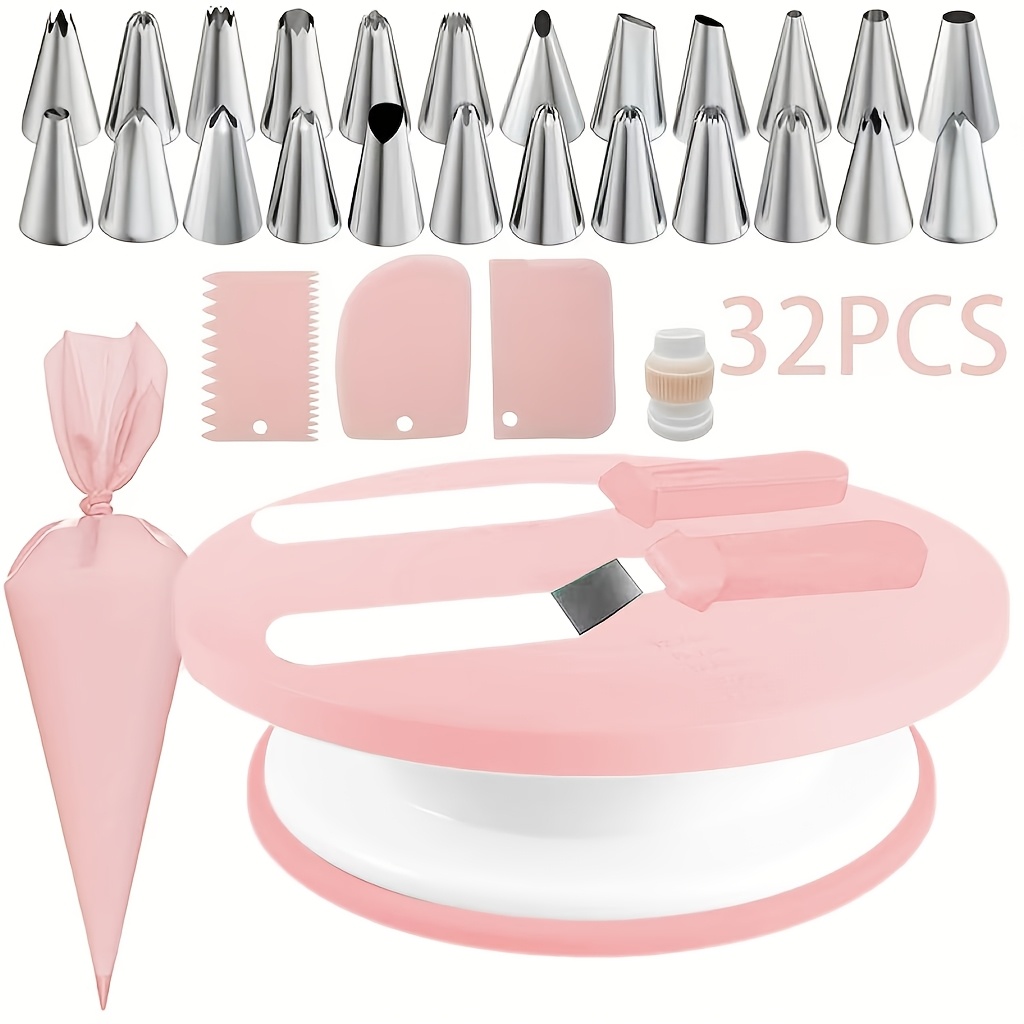 Image of 32pcs Cake Turntable Set, Cake Baking Tools, Cake Molds, Cake Decoration Kit, Suitable For Beginners And Home Use
