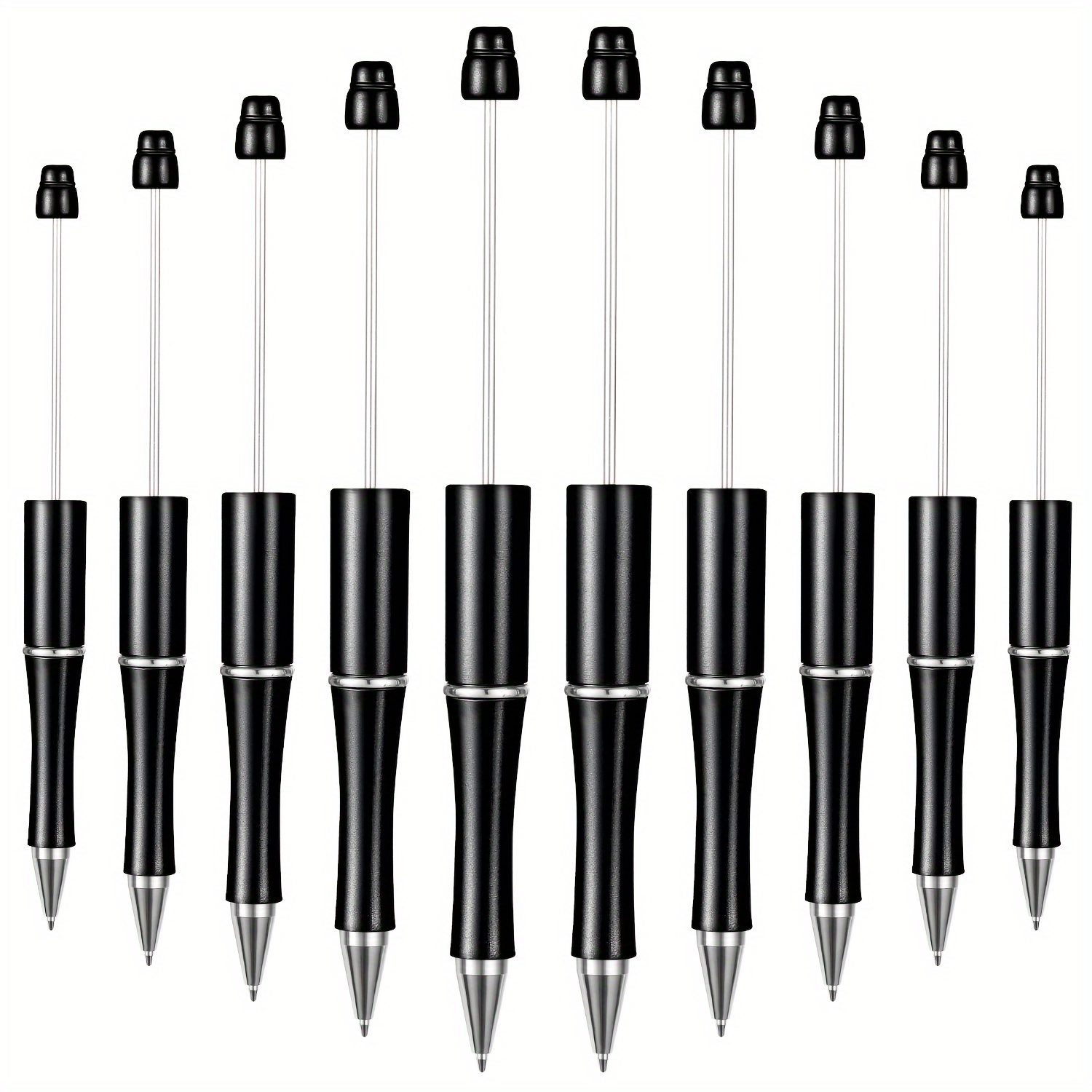 

10 Pieces Plastic Beadable Pen Bead Ballpoint Pen Assorted Bead Pen Shaft Black Ink Rollerball Pen With Extra Refills For Office School Supplies