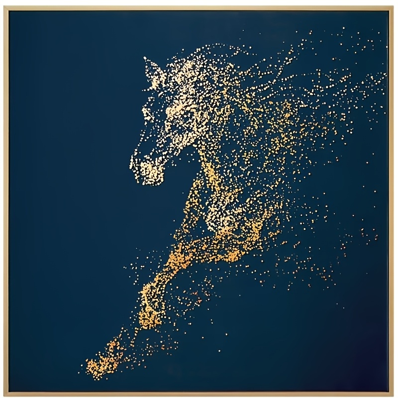 TEMU A Horse Template, Featuring A Wave Dot Art Design, Measuring 30×30cm, Reusable For Painting On Surfaces Such As Wood, Canvas, Stones, Murals,