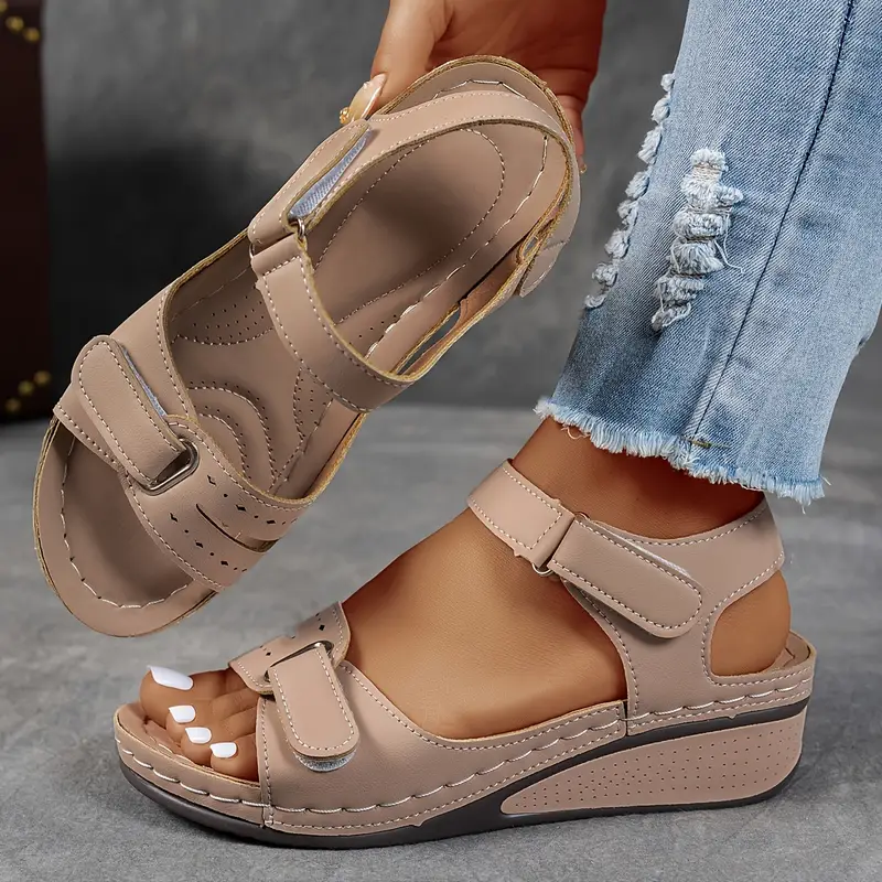 Wyongtao Sandales à Plateforme Femme - Chaussures Orthopédiques Été Confortables Bout Ouvert - Bretelles Réglables