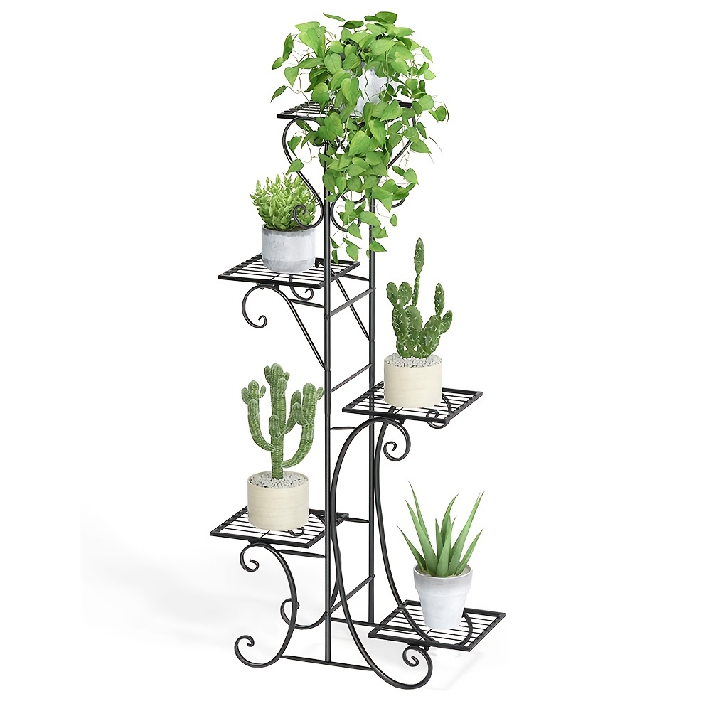 

Support pour fleurs, support pour plantes, présentoir à pots de fleurs moderne à 5 niveaux, fer, base de pot de fleurs, support pour fleurs, jardin, terrasse, décoration intérieure