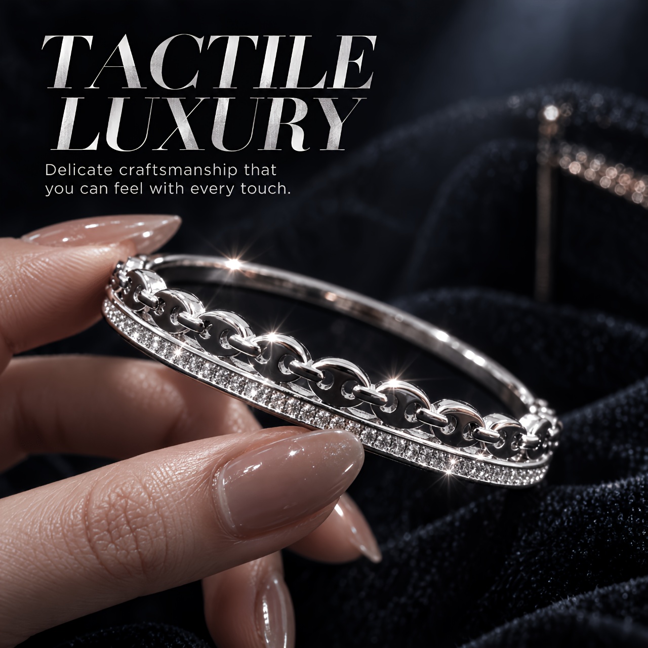 Nickel-Free Hypoallergenic Synthetic Zirconia Pig Nose Chain Bangle Bracelet