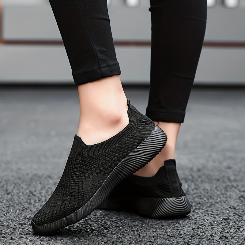 Sock Trainers Black Knit Trainers Womens Running Shoes Slip On