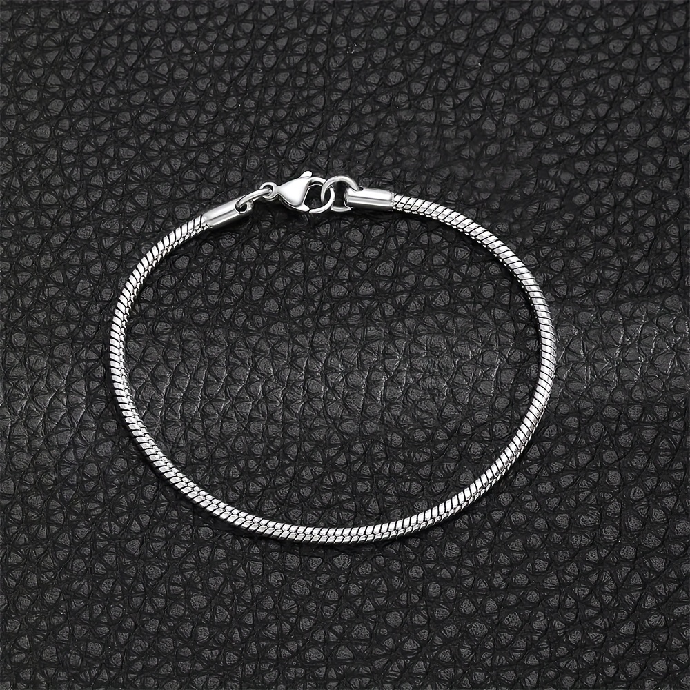 Image of Men's Fashion Hip-hop Stainless Steel Round Snake Chain Bracelet, Suitable For Daily Wear