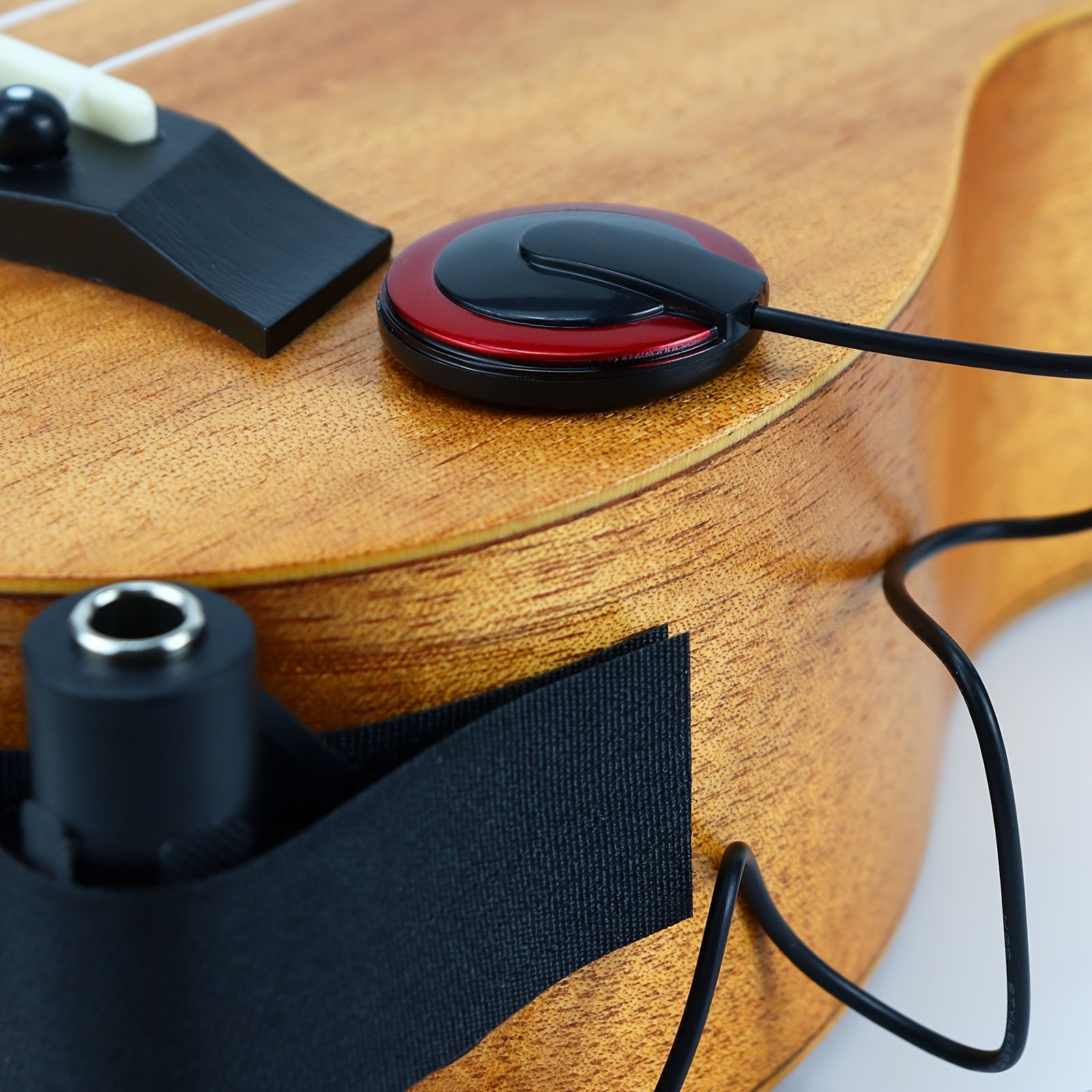 QiJiStar Professional Guitar Pickup, ABS Material, Piezo Contact, 6.35mm Female Plug, Easy Installation, for Acoustic Guitar, Ukulele, Banjo, Kalimba, Harp, Room Electrical Hard Wiring, ?36V