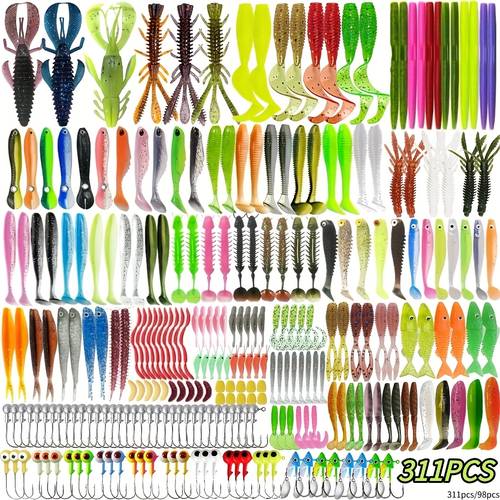 lure bait soft bait combination including t soft bait spiral worm straight tail needle tail soft bait bait octopus bait lure worm multi color mixed suitable for black pit all layer universal