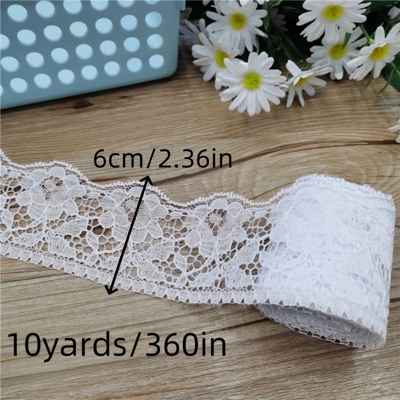 TEMU 5/10 yardas de encaje hueco con forma de flor no elástico para accesorios de costura, cuello de falda y cortina, ideal para manualidades DIY,