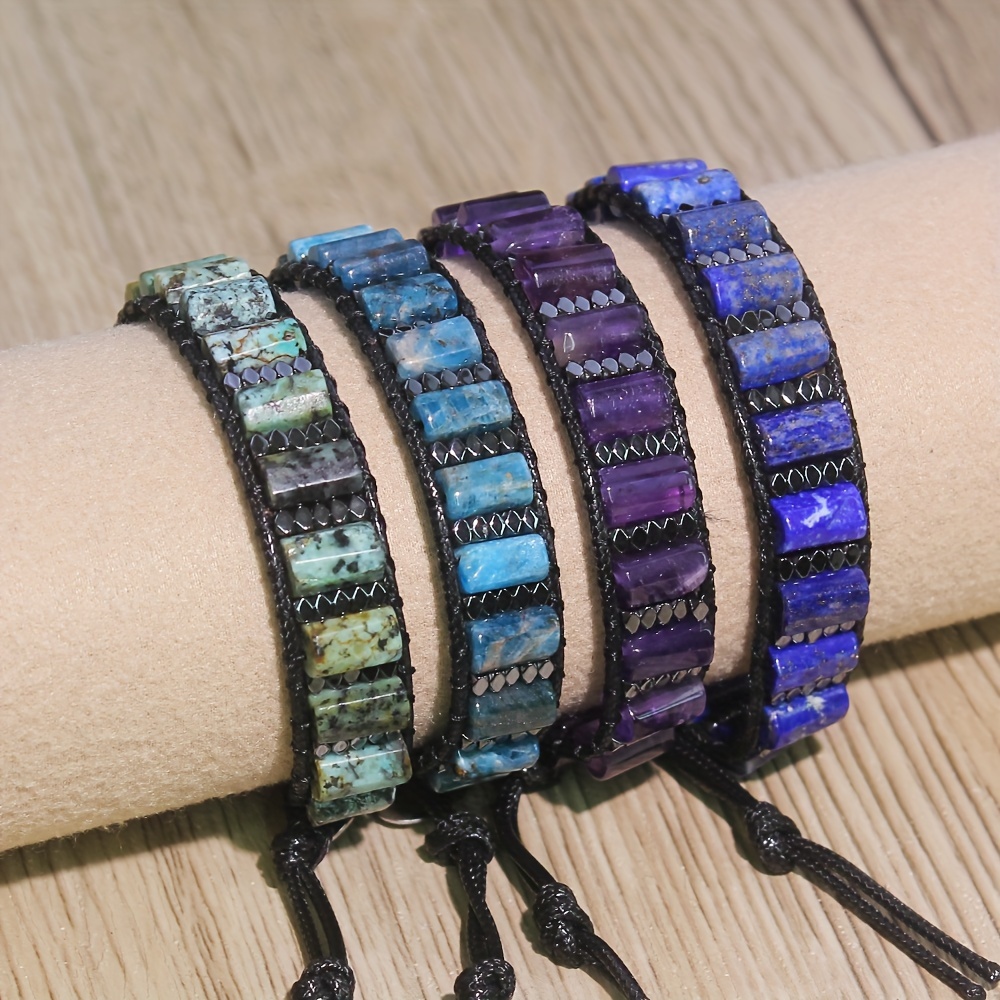 Advanced Men'S Natural Stone African Amethyst Crystal Bracelet
