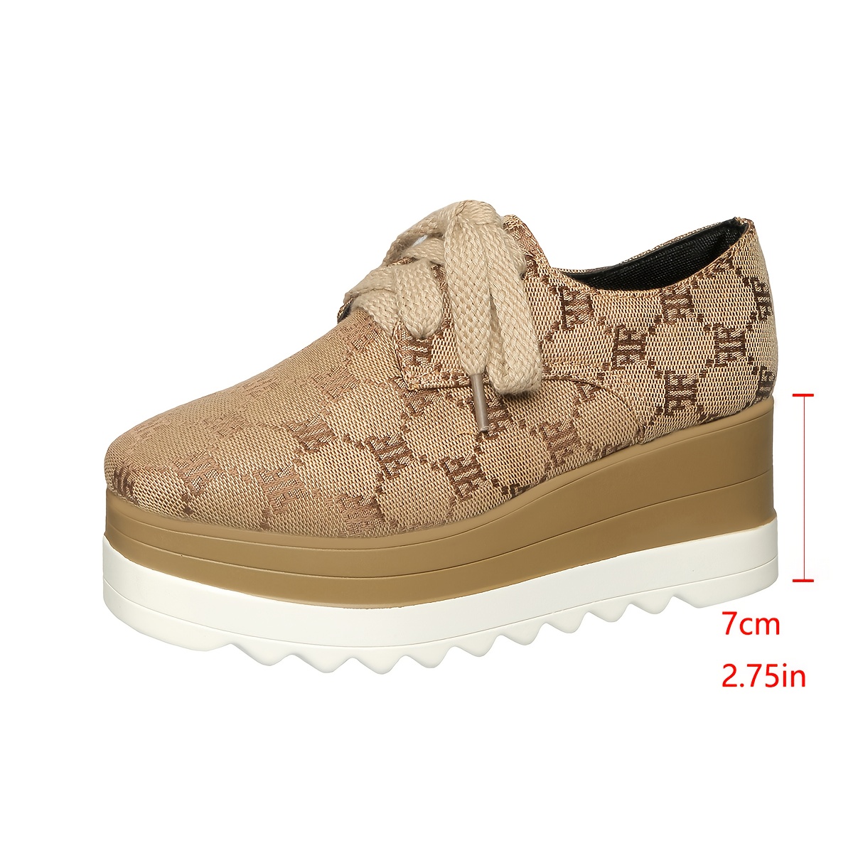Plus Size Two-Tone Platform Thick Sole Lace-Up Flat Shoes for Women