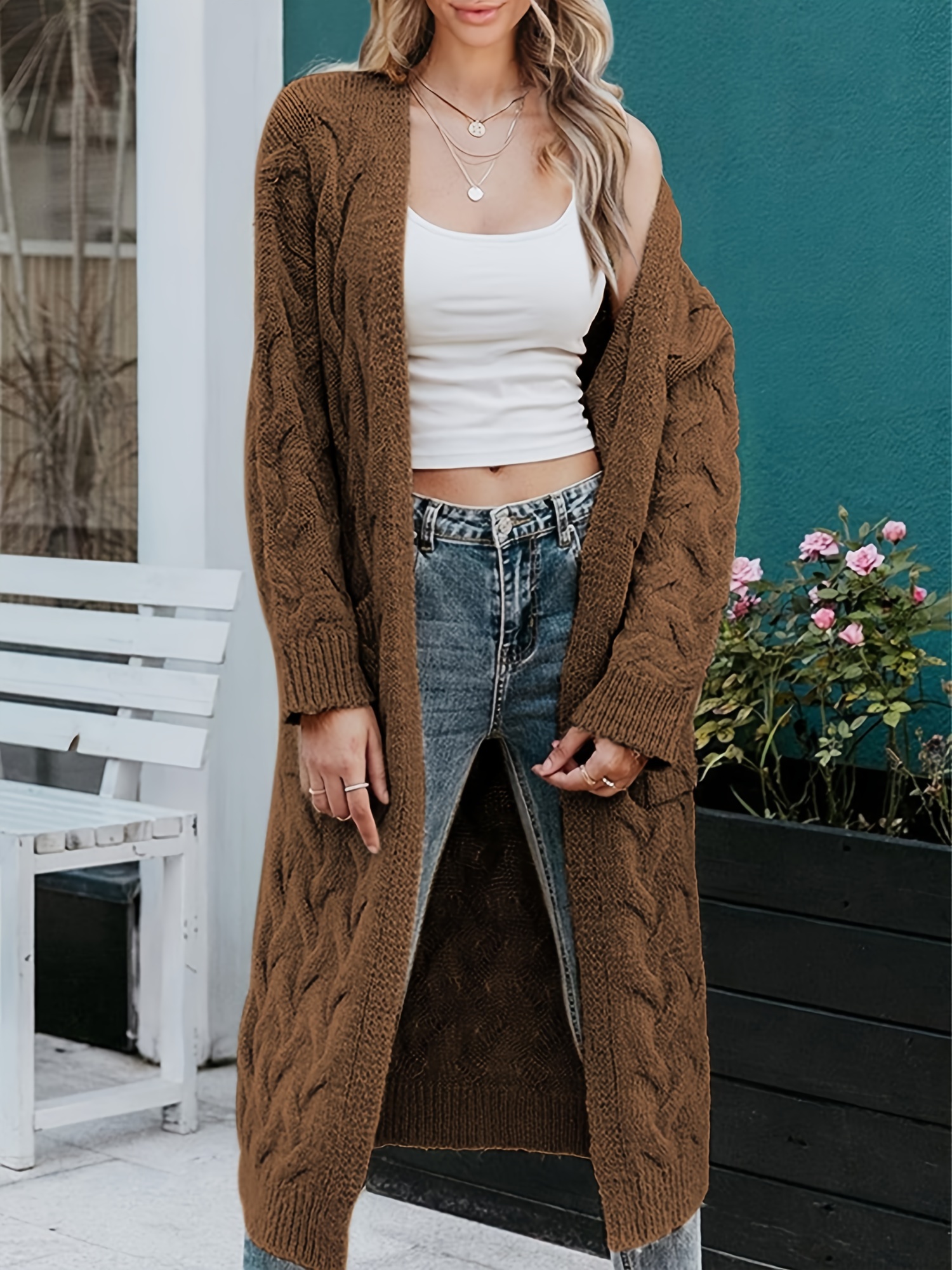 Womens long cardigan sweater with pockets sales