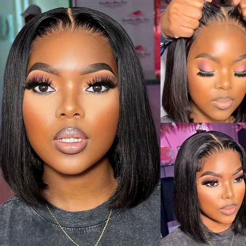 Bob Human Hair Wig 13×4 Lace Front Wig Human Hair Short Hair Wig Straight BOB Wig 20.32-30.48 cm 150% Density Wigs Suitable for Holiday Use
