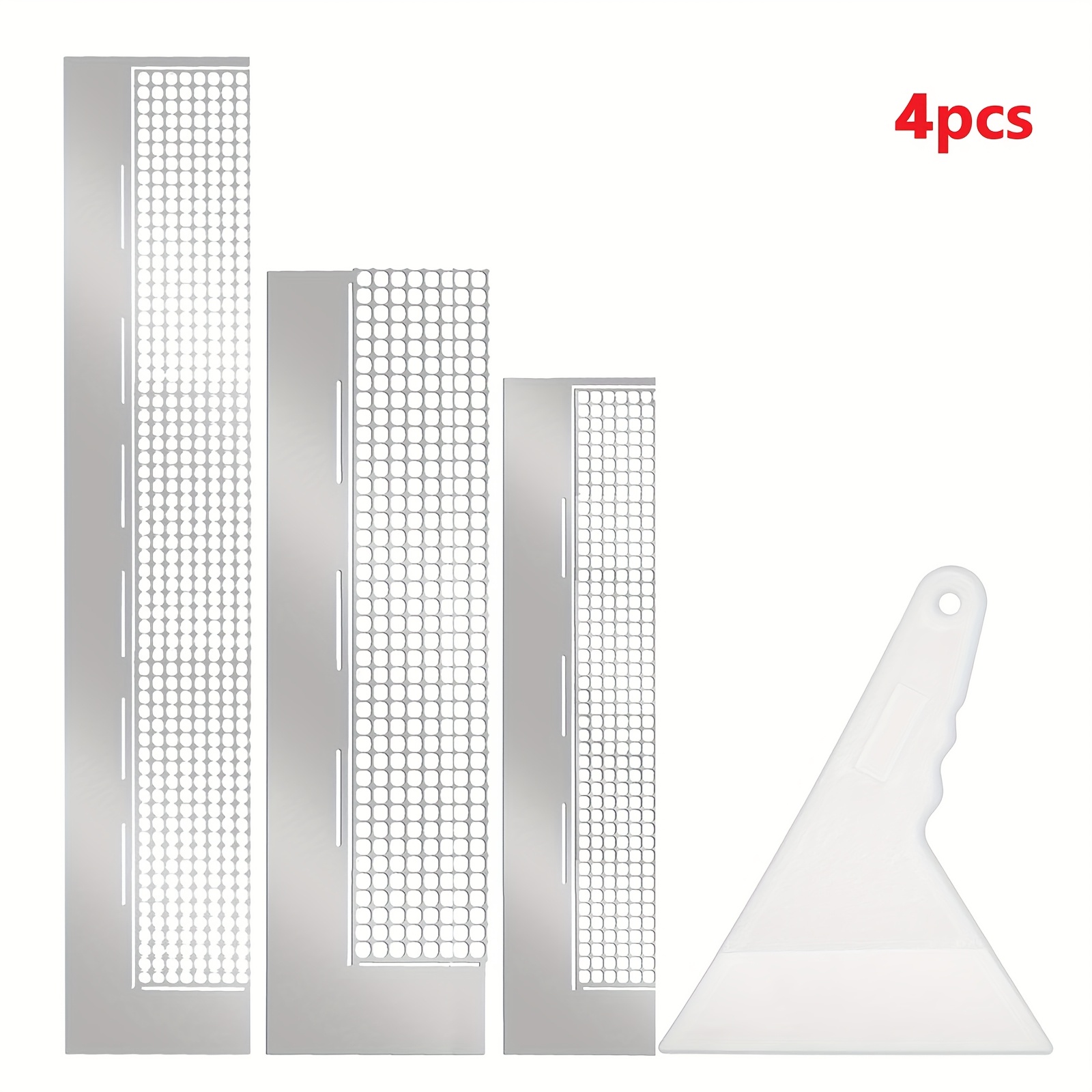 TEMU 4pcs Diamond Drawing Ruler Mesh Ruler Grid Stainless Steel 5d Diamond Drawings Rulers Tool With 240/360/520 Blank Grids For Round Full Partial