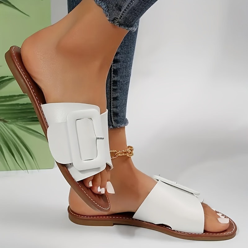 

Women's Summer Fashion Slide Sandals, Flat Open Toe Summer Shoes, Comfortable And Stylish Slide Sandals