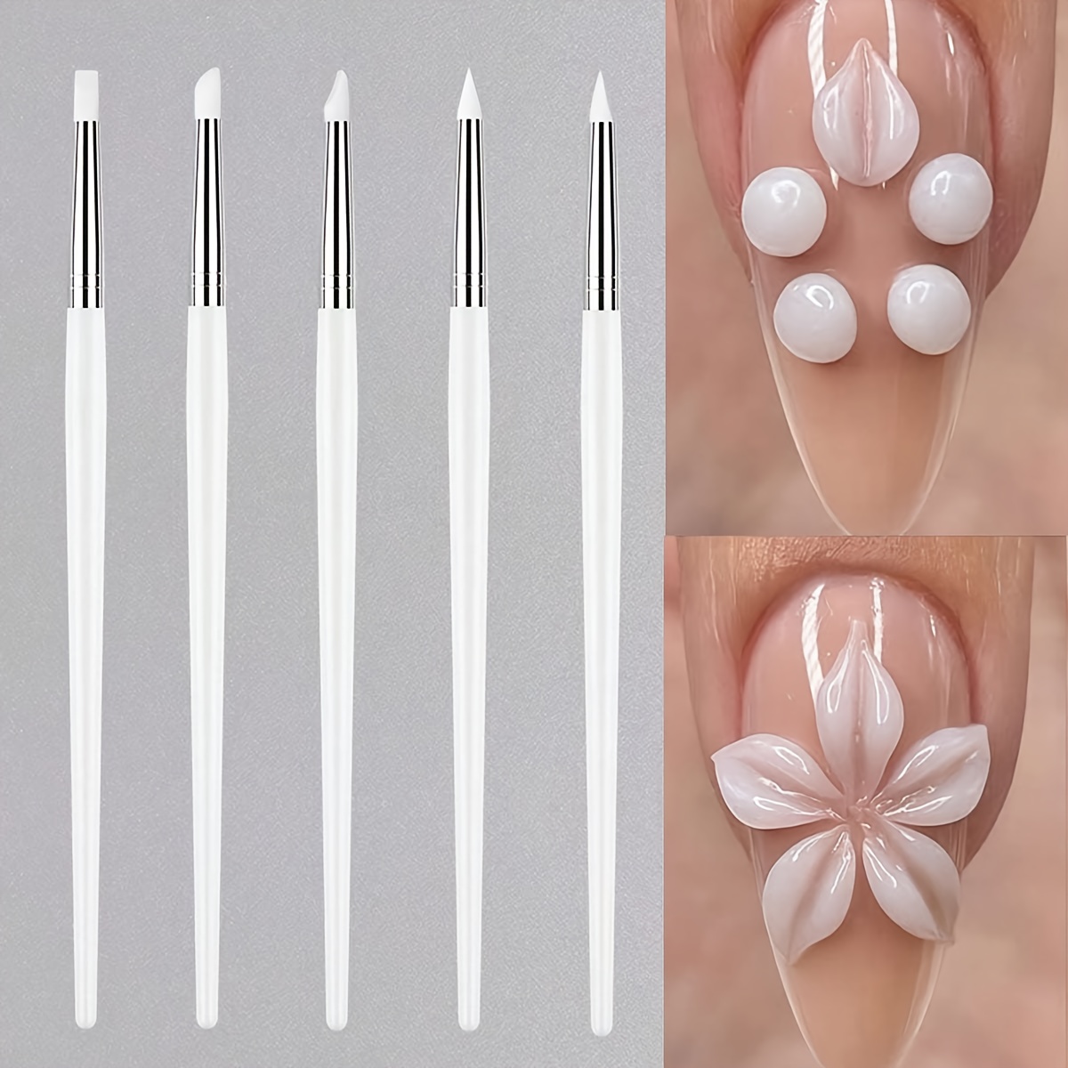 5pcs Nail Art Pen Set with Silicone Pressing Pen