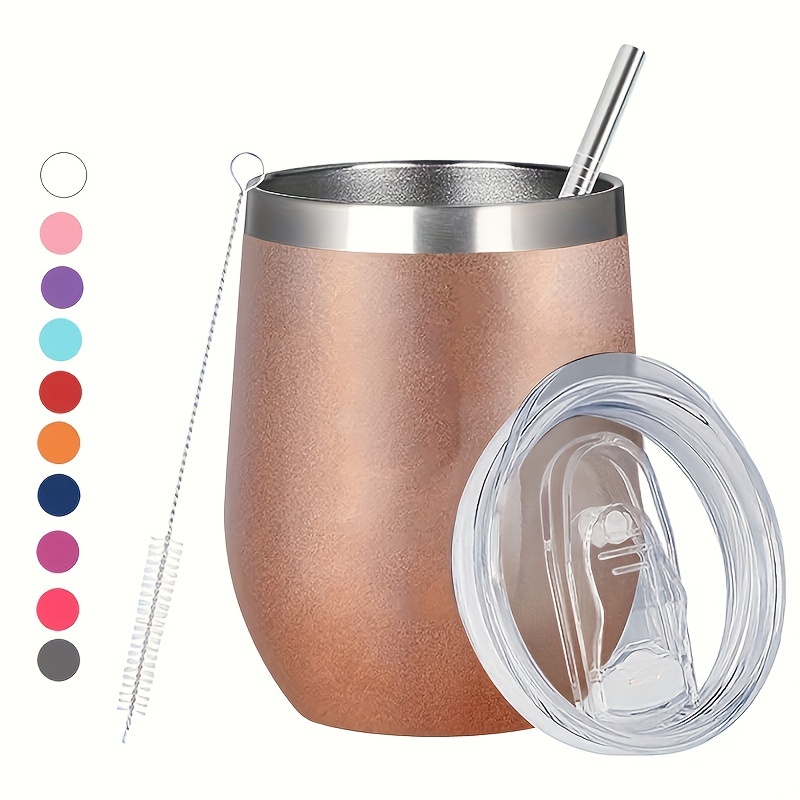 1pc 1pcs 304 Stainless Steel Vacuum Tumbler - Eggshell Shaped Portable With Lid & Straw Suitable For Wine, Beer,, Tea, Travel, Outdoor, Office, Gym, Camping, Picnic, Hygienic Water Bottle