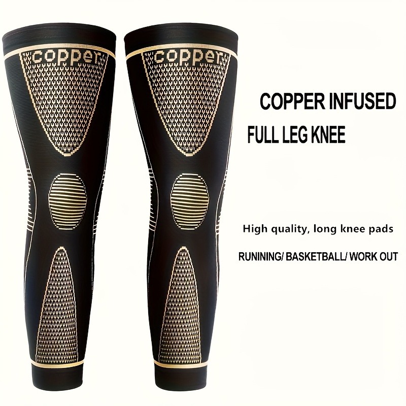 TEMU 2pcs Unisex Long Knee Compression Sleeves, Elastic And Breathable Fit, Ideal For Basketball, Volleyball, , Baseball, Golf, Running, Hiking, And