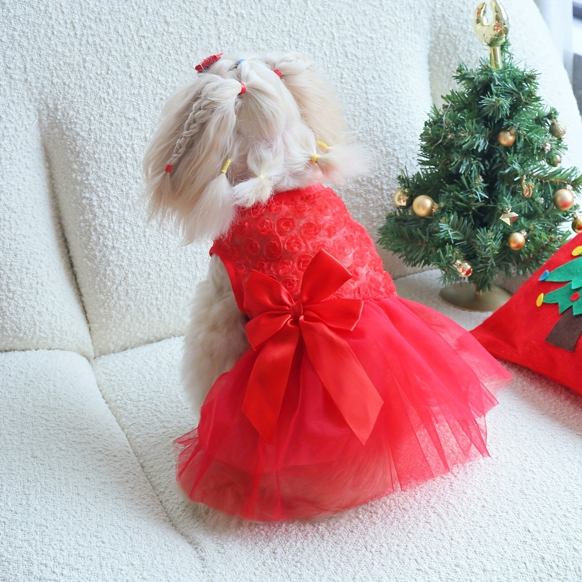 

3d Tulle Bowknot, Pet For Christmas , , & Small Breeds, Polyester,