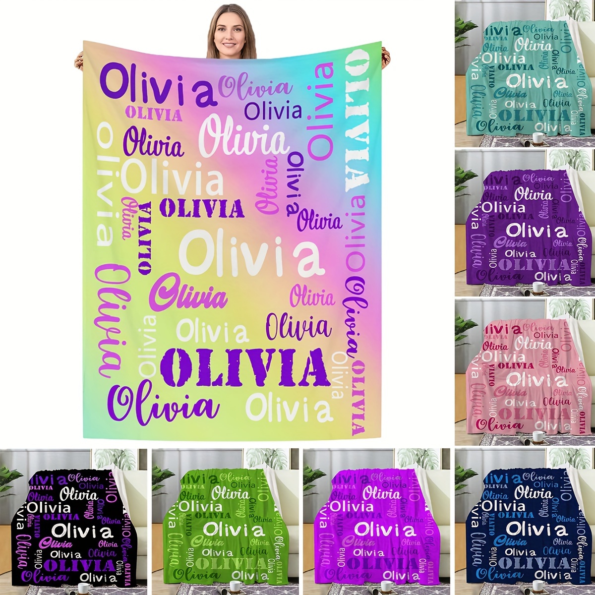 

1pc Text Personalized Custom Flannel Blanket, Multi-purpose Custom Can Be Used As Gift Blanket For Friends And Family, Soft Warm Blanket Nap Blanket For Sofa, Couch, Office Camping Travel