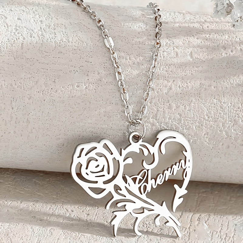 Custom Heart-Shaped Name Necklace, 18K Gold Plated Gift