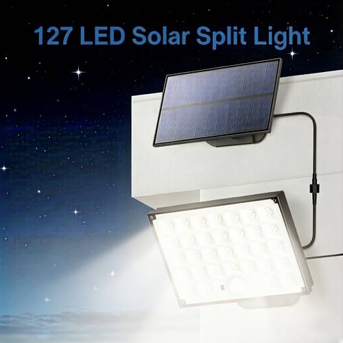 photo de l'article applique murale solaire t-127 blanc froid, panneau solaire séparé, capteur de mouvement, lumière led extérieure, éclairage de sécurité ip65 pour garage, cour, patio, , cour résidentielle, jardin & villa