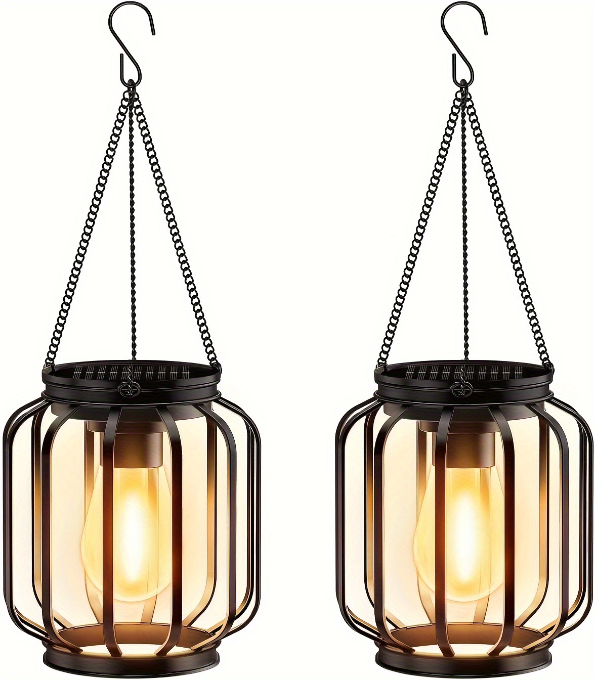 Solar-Laterne Hängend – Orientalischer Stil, Warmweißes LED-Licht, IP55 Wasserdicht, 58 Cm Hoch, Mit Blumen-Schmetterlings-Projektion