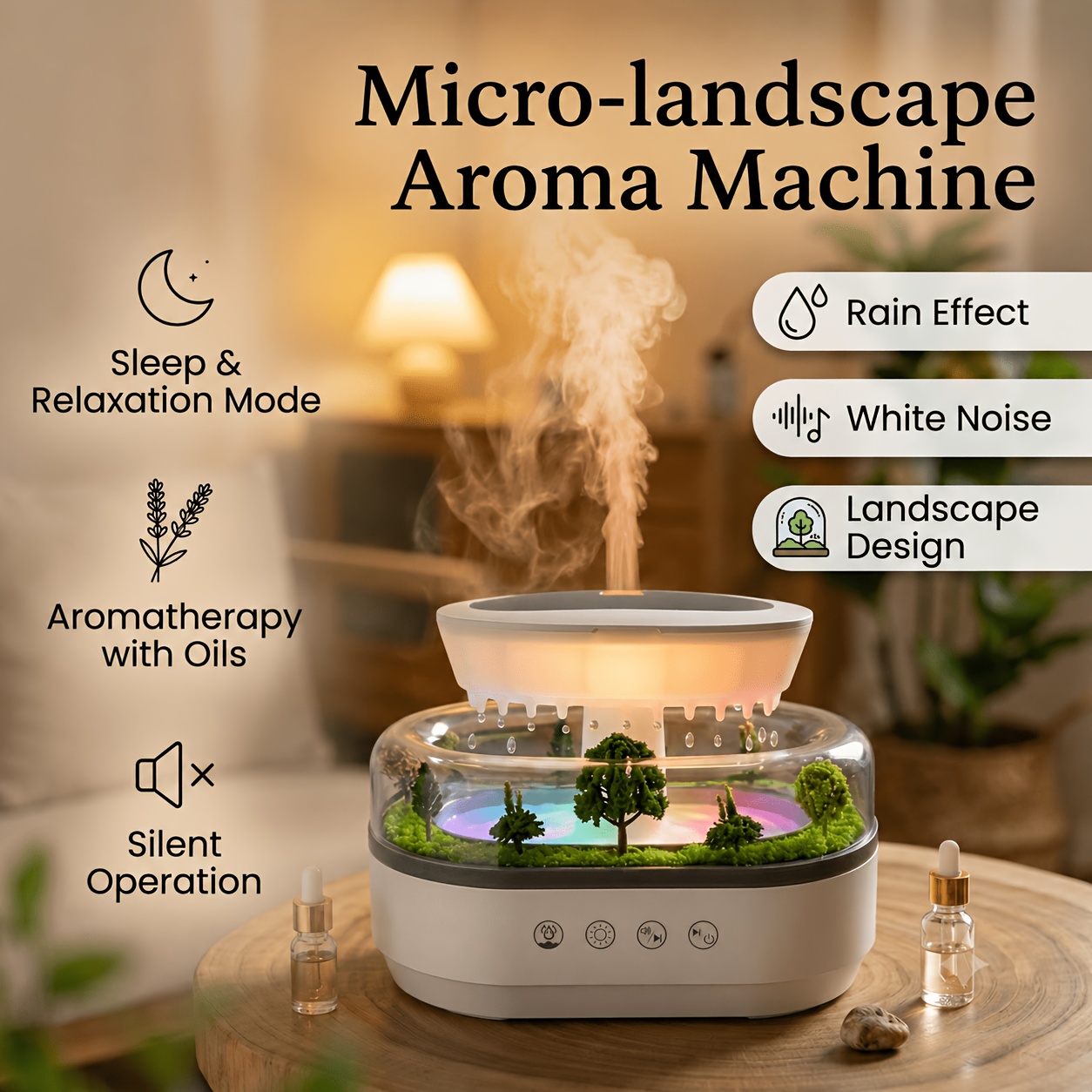 2026 new european style mini landscape humidifier multi option white noise long lasting bedroom diffuser simulated raindrop scent large capacity humidifier home appliance single room humidifier suitable for home bedroom holiday gift Product details 5