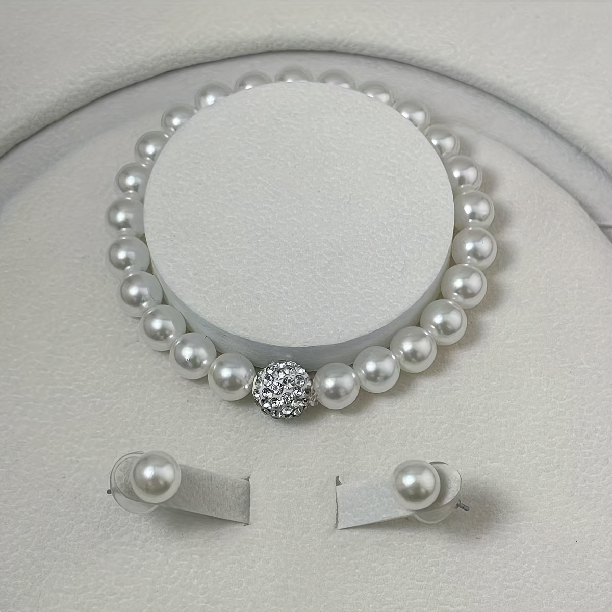 European and American Cross-border Imitation Pearl Necklace Bracelet Earrings Set Three-piece Set Foreign Trade Bride Accessories, for Wedding