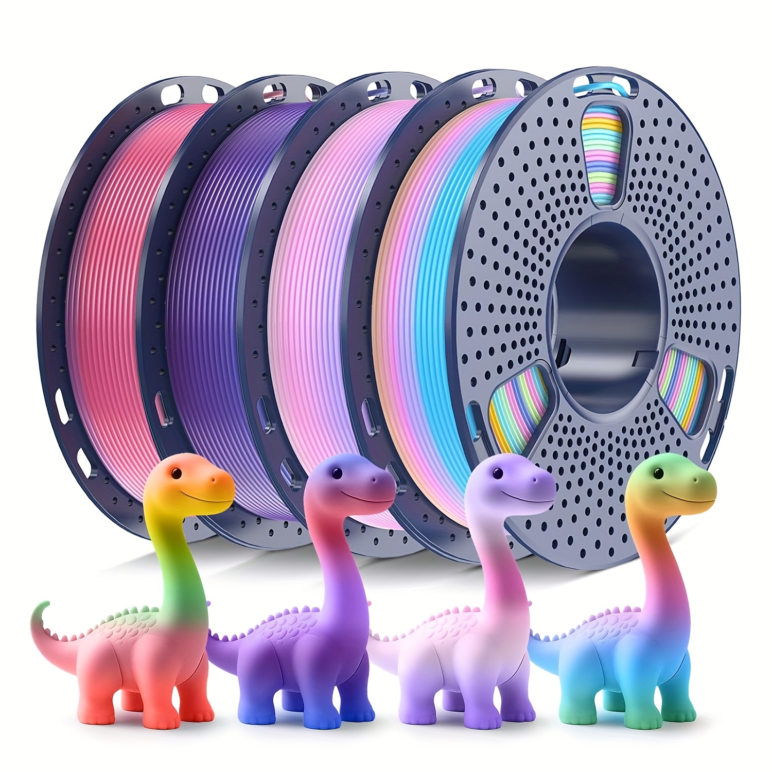 Sunlu Pla Filament 1.75mm 4*250g Rainbow Bundle, Sunlu 3d Printer , Change Each 8 Meters, 250g Spool, 4 Rolls, Rainbow 01-04