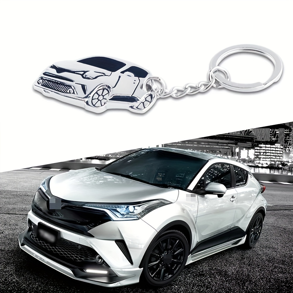 TEMU 3d Metal-make Silvery Car Key Chain Fob Ring Keychain For For Ch-r For Chr