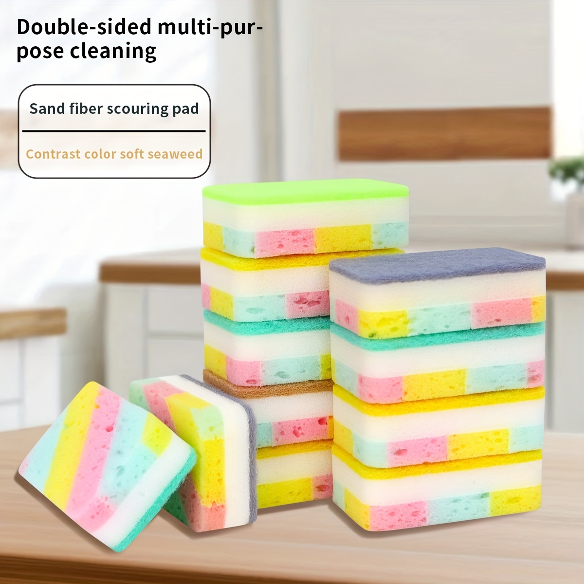 

Dishwashing Sponges 1/5/6/10 Pack, Double-sided Multi- Cleaning Pads, Strong Stain Removal, Polyurethane Scouring Pads For Kitchen, Bathroom, Living Room, Bedroom