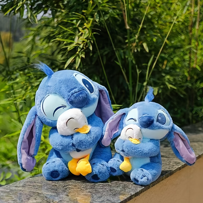 Blue Stitch Hugging Donald Duck Classic PlushDoll, Pink Lilo and Friends withStichPluche Figure Anime Decorations Birthday Valentine's Day Christmas Gift for Boys Girls Car Room Bedroom Ornament