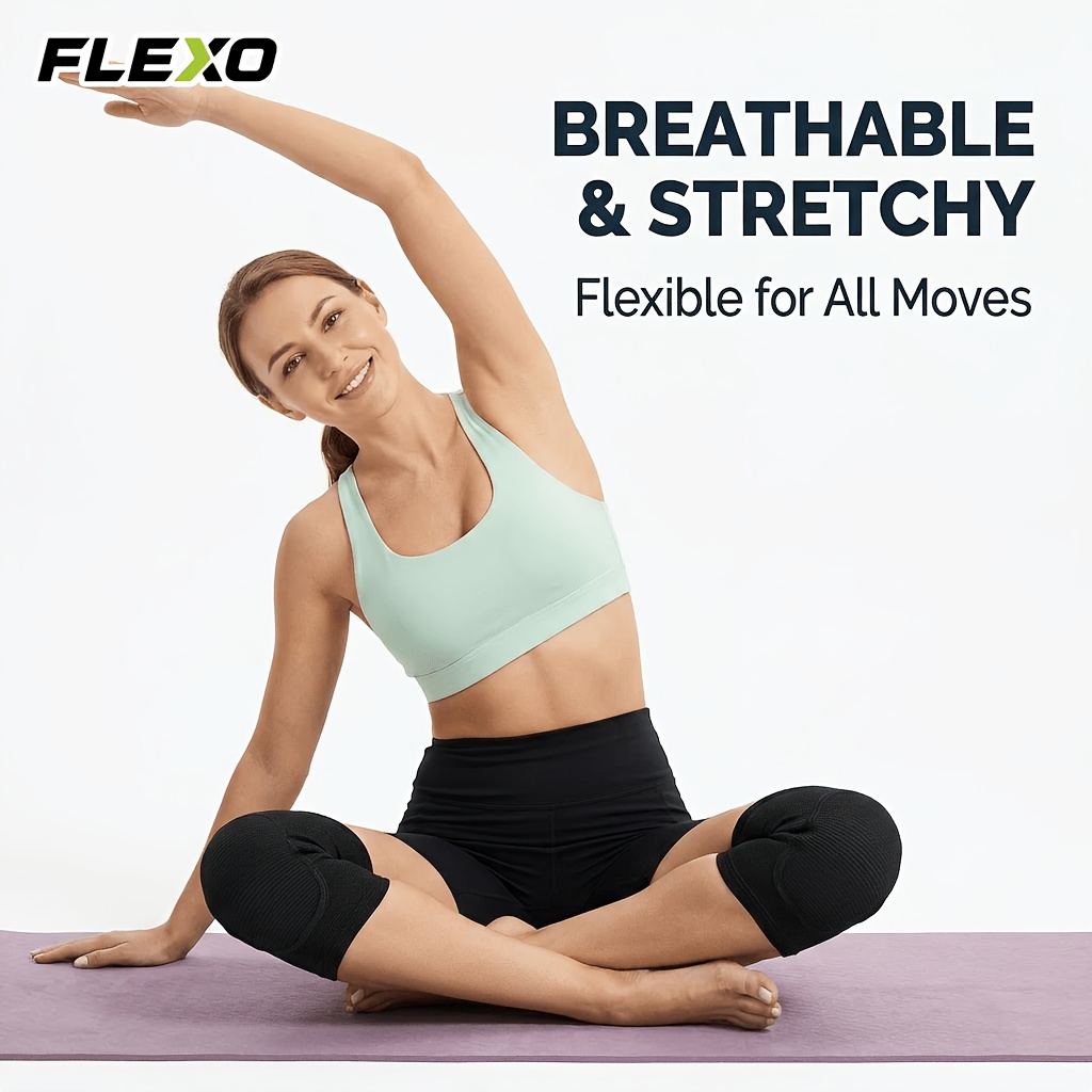TEMU 2pcs Flexo Unisex Sports Knee Pads With 18mm Ultra Thick Rebound , Elastic Breathable Anti-slip Sleeves, Pro Knee Sleeves Suitable For Yoga,