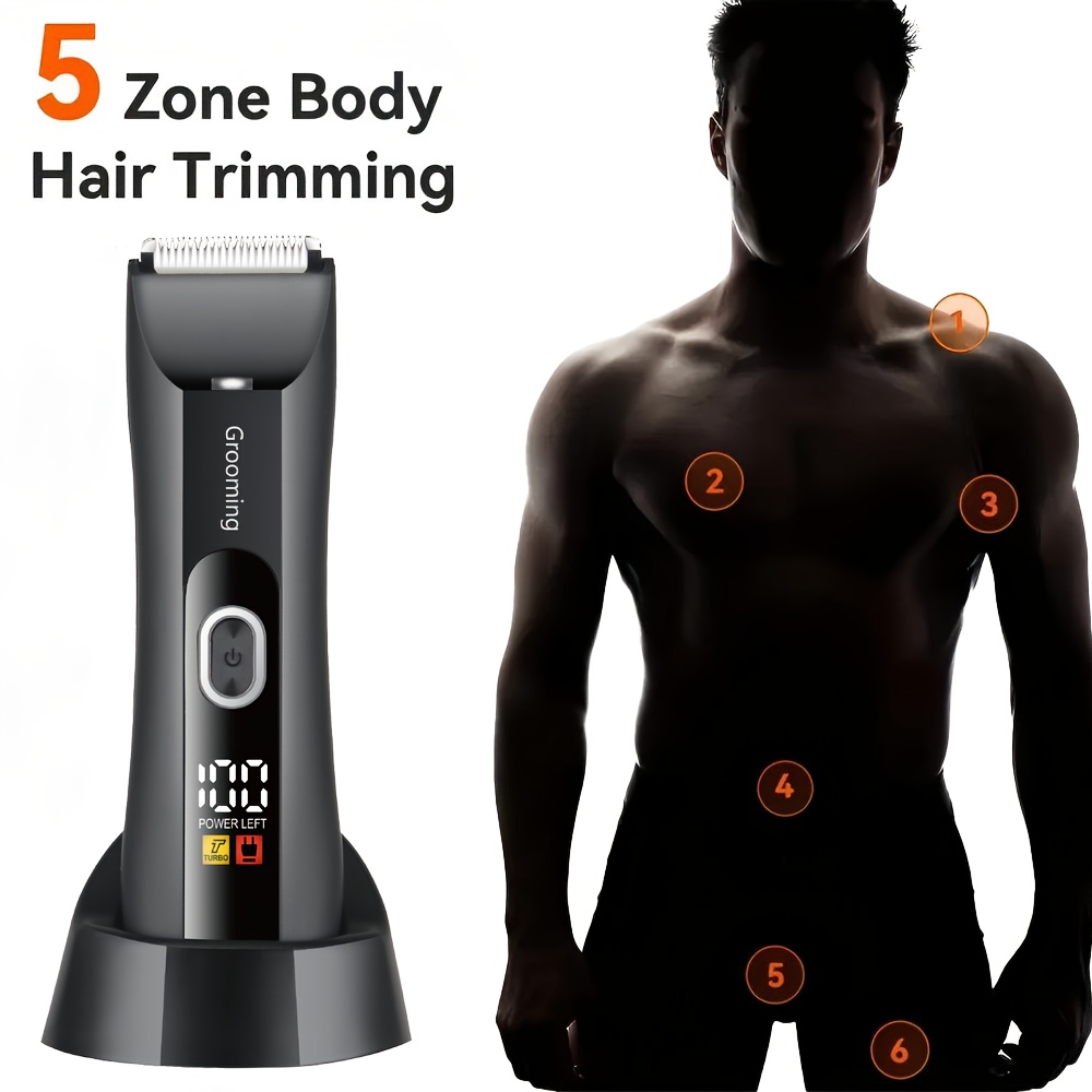 Waterbestendige trimmer en scheerapparaat voor lichaamshaar voor heren
