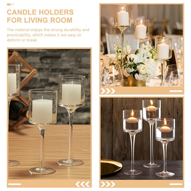 

Tall Candle Holder Set Of 3 Floating Candle Vases, Long Stem Candle Holders, Clear Glass Floating Candle Holders, Tall Candle Holders For Table Centerpiece, Tall Candle Holder