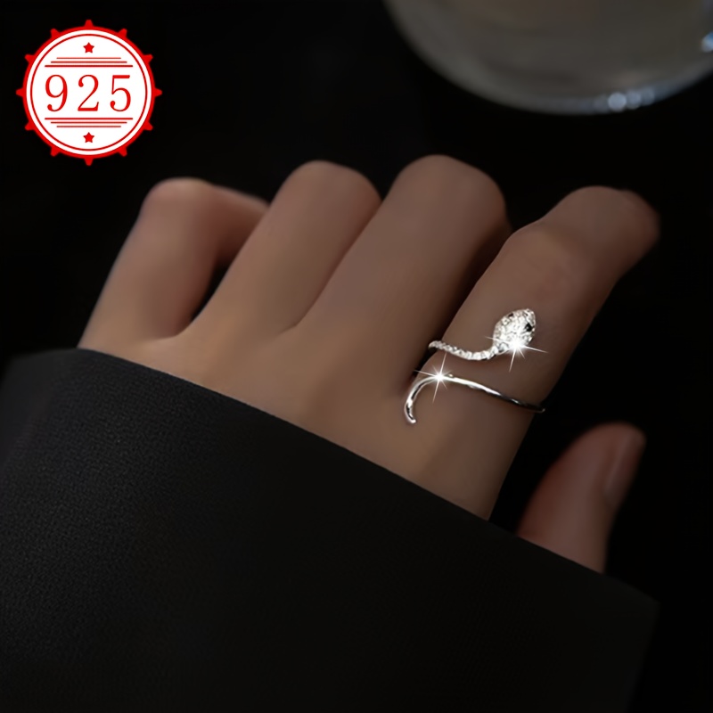925 Silver Snake Shaped Ring, Women's Wedding Band