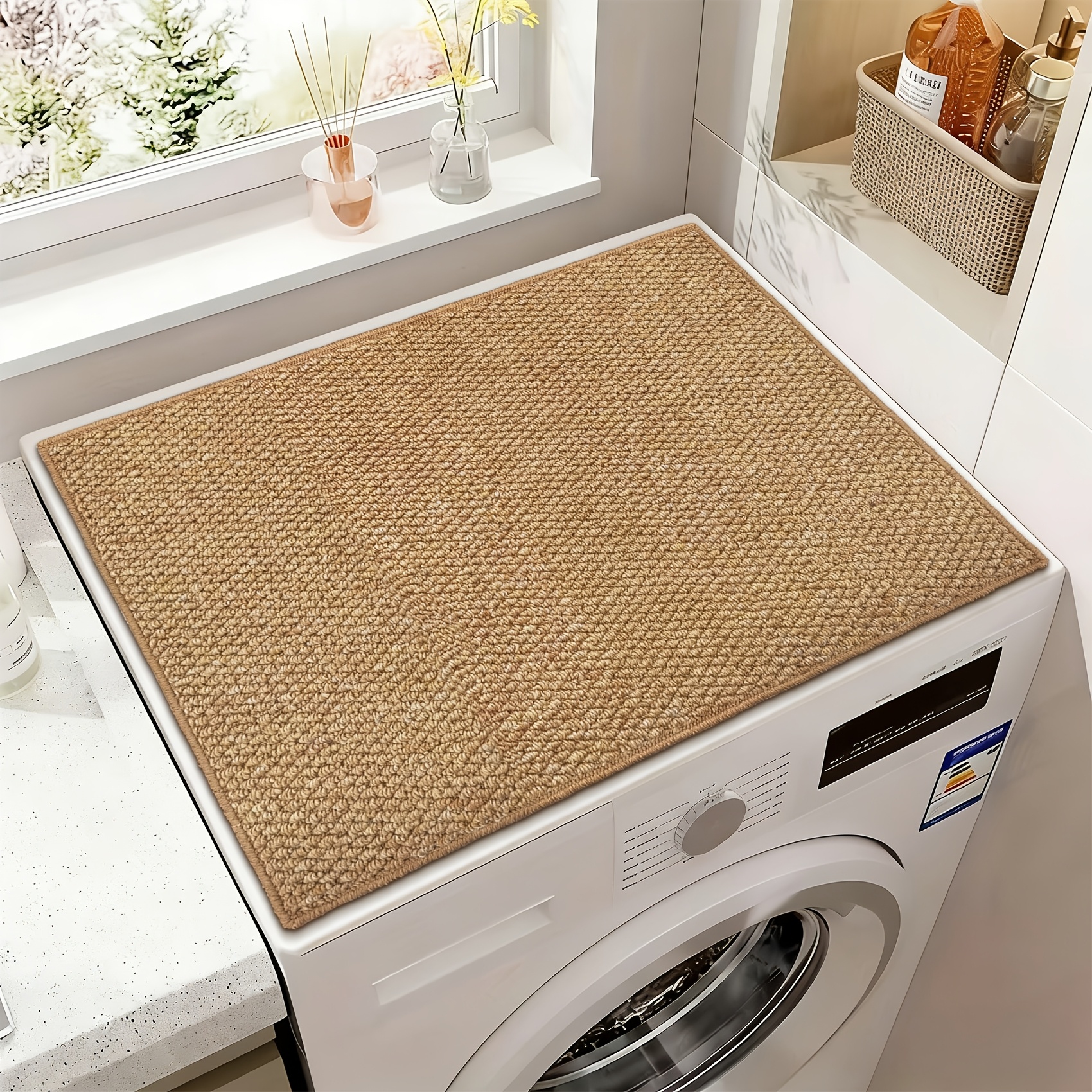 TEMU 1pc Pineapple-pattern Textured Washing Machine Mat, Suitable For Laundry Room And Bathroom/ Brown Fabric With Clear Texture And Quality Feel/