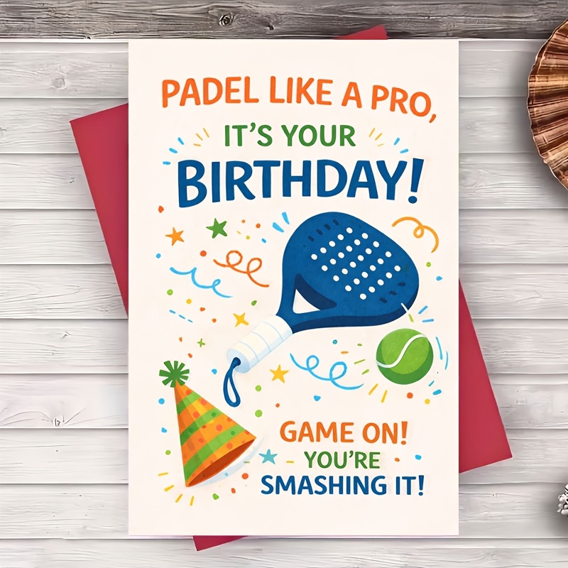 TEMU 1 tarjeta de felicitación Padel, tarjeta de para fans del tenis y el padel, tarjeta de felicitación deportiva para , familiares, de trabajo, ,