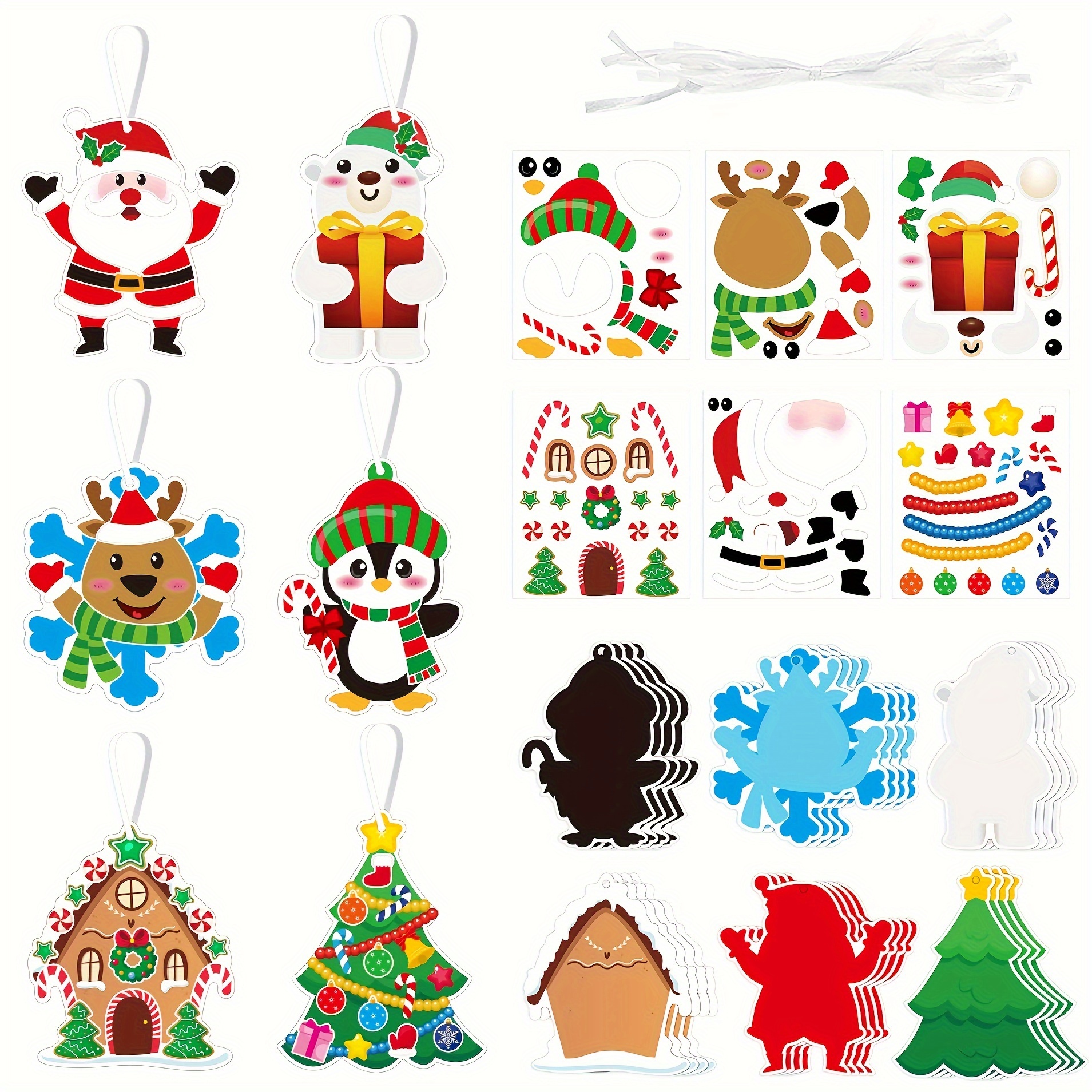 TEMU 72pcs New Hot Sale Cartoon Gingerbread Christmas Diy Stickers Christmas Tree Decoration Christmas Set