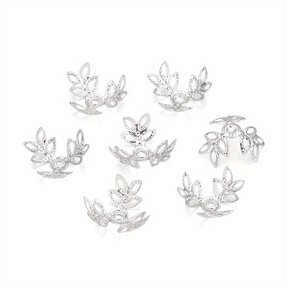 80pcs/lot 16x16mm Kc Golden Three-leaf Spacer Beads End Cap For Jewelry Making Bracelet Findings Supplies