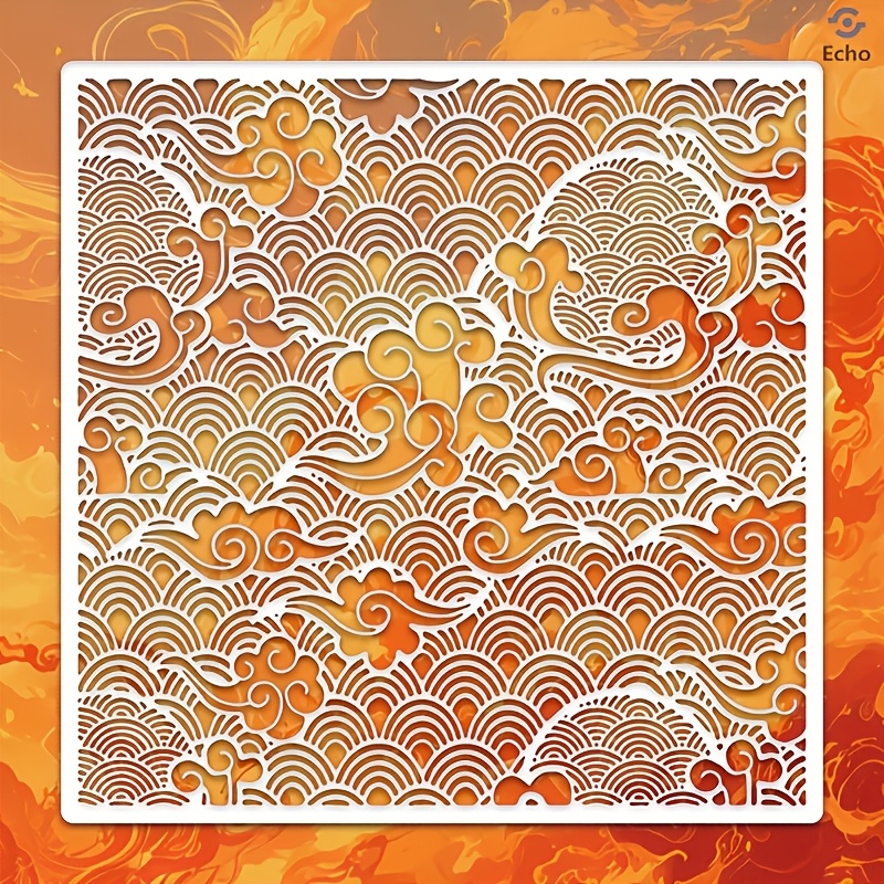 TEMU This Template Features An Oriental , Measuring 11.8x11.8 Inches. A Reusable Stencil With A Painting Theme, Made From Easy-to- Material, Perfect